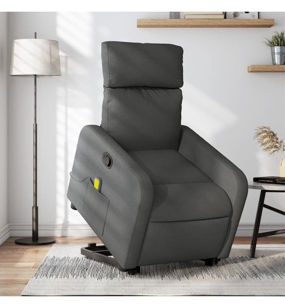 Fauteuil de massage inclinable Gris foncé Tissu
