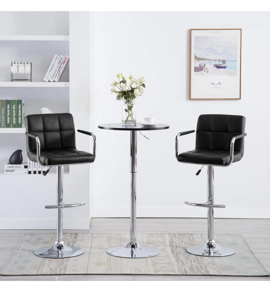 Barhocker 2 Stk. Schwarz Kunstleder