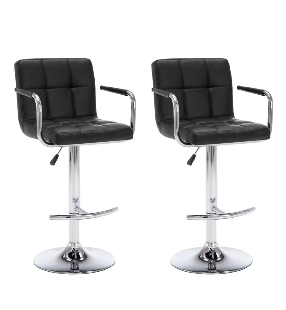 Barhocker 2 Stk. Schwarz Kunstleder