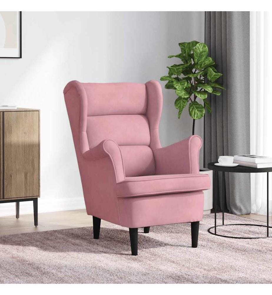 Fauteuil rose velours