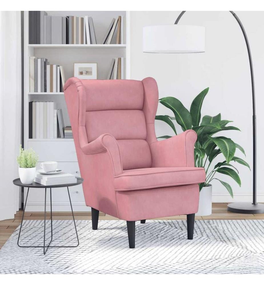Fauteuil rose velours