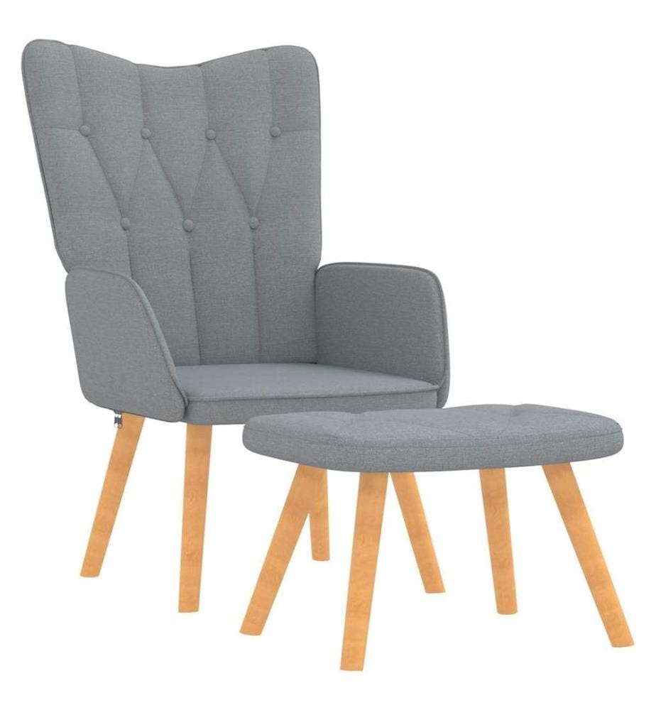 Chaise de relaxation avec tabouret Gris clair Tissu