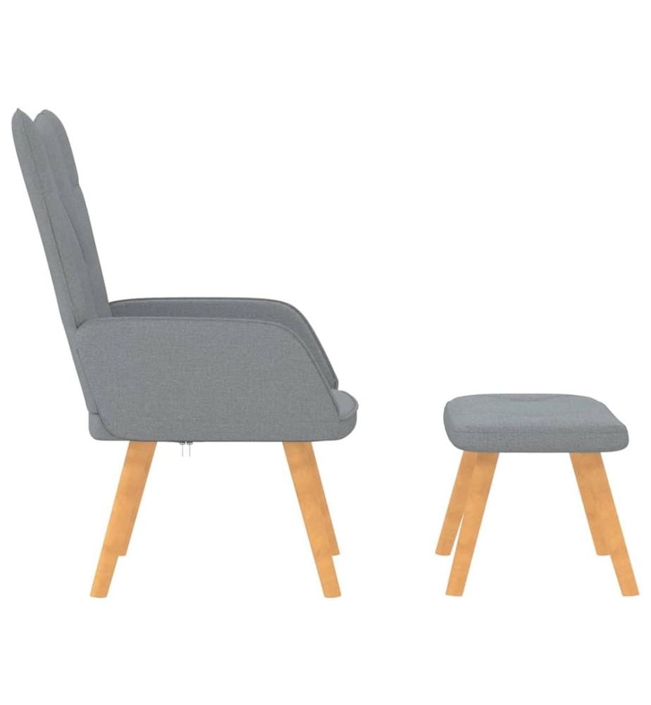 Chaise de relaxation avec tabouret Gris clair Tissu