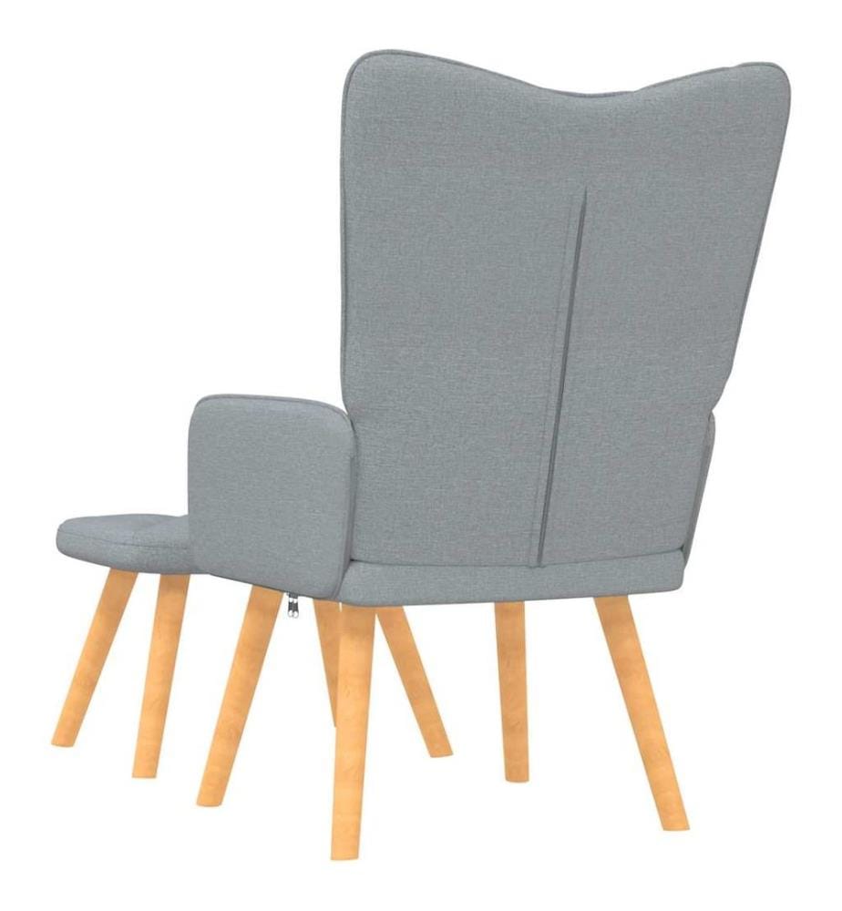 Chaise de relaxation avec tabouret Gris clair Tissu
