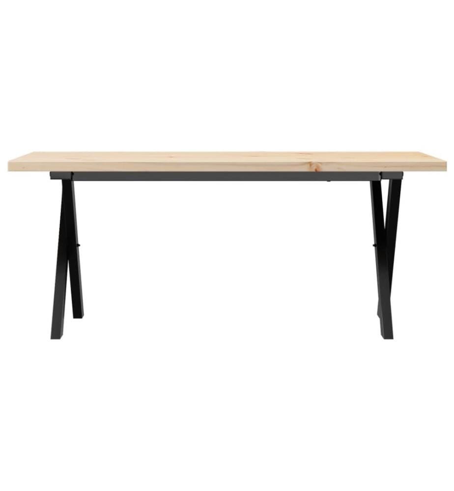 Table basse cadre en X 110x40x45,5 cm bois de pin massif acier