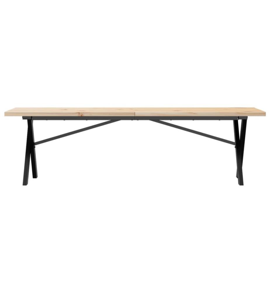 Table basse cadre en X 160x40x45,5 cm bois de pin massif acier