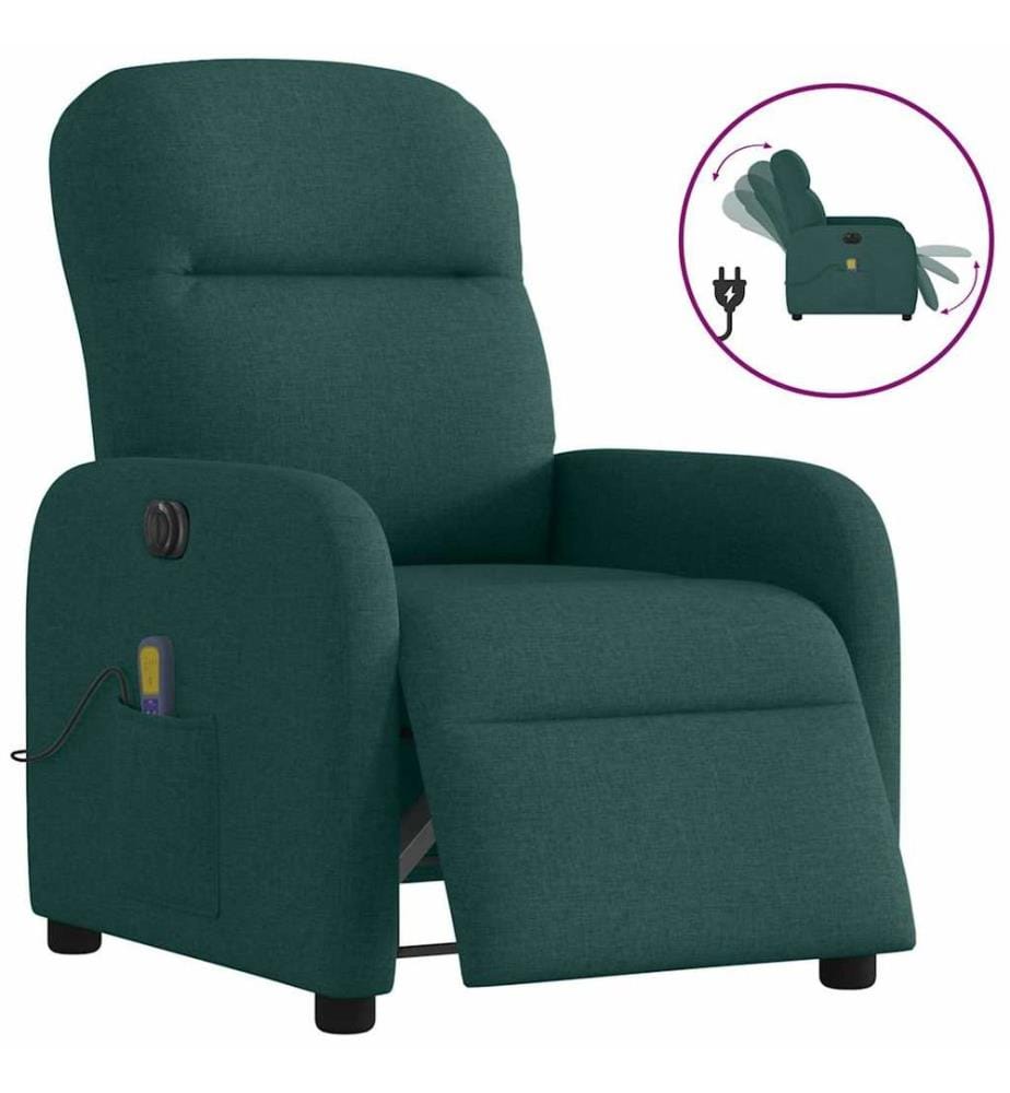 Massagesessel Elektrisch Dunkelgrün Stoff
