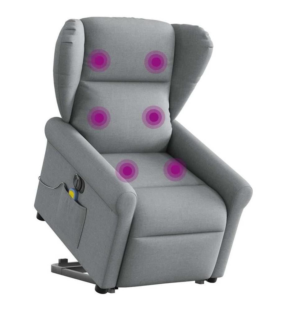 Fauteuil inclinable de massage électrique Gris clair Tissu