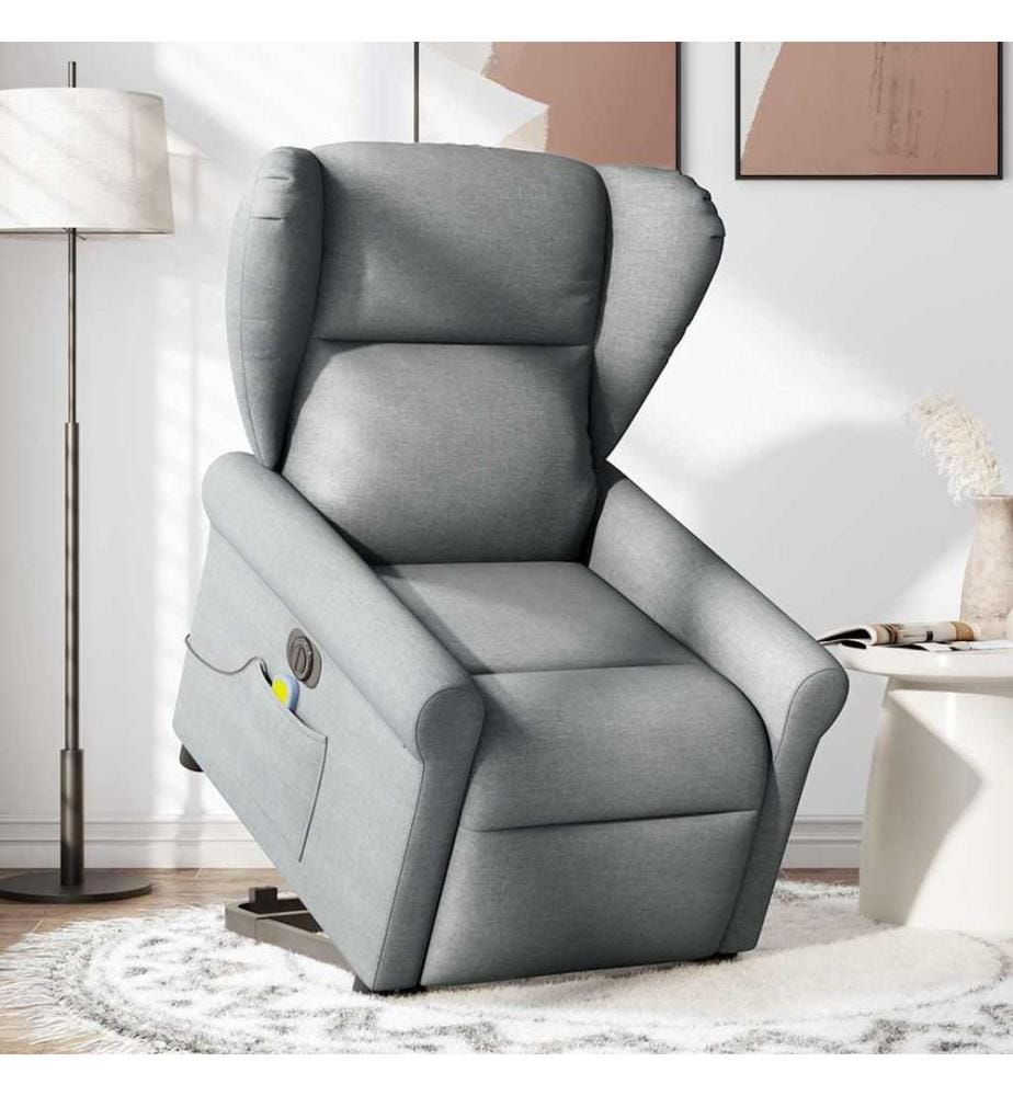 Fauteuil inclinable de massage électrique Gris clair Tissu