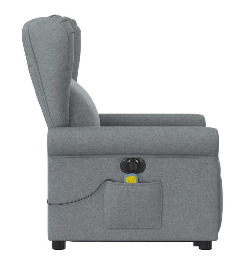Fauteuil inclinable de massage électrique Gris clair Tissu