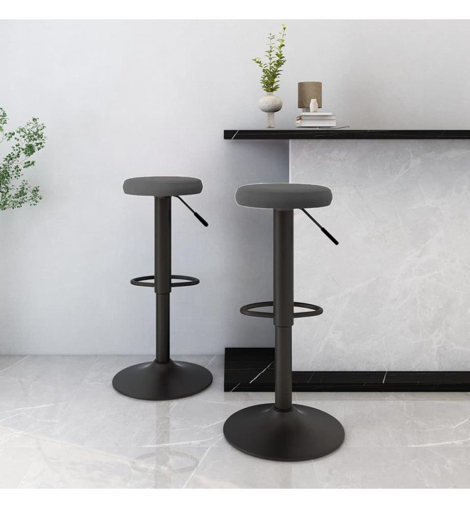 Barhocker 2 Stk. Dunkelgrau Samt
