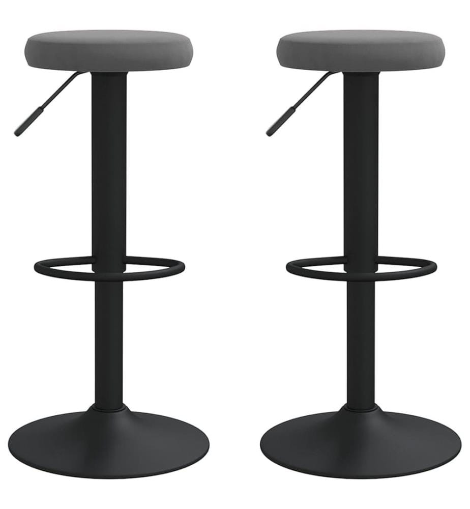 Barhocker 2 Stk. Dunkelgrau Samt