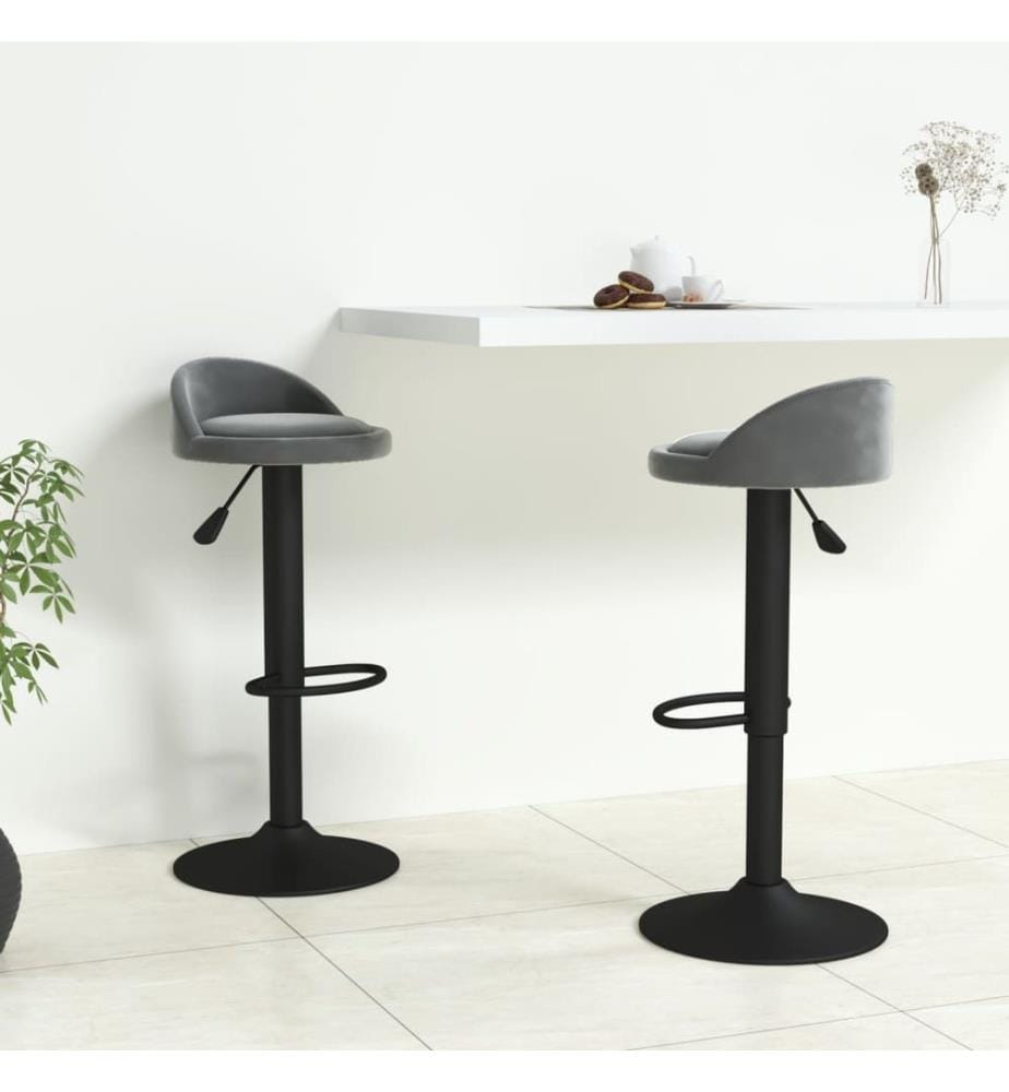 Barhocker 2 Stk. Dunkelgrau Samt