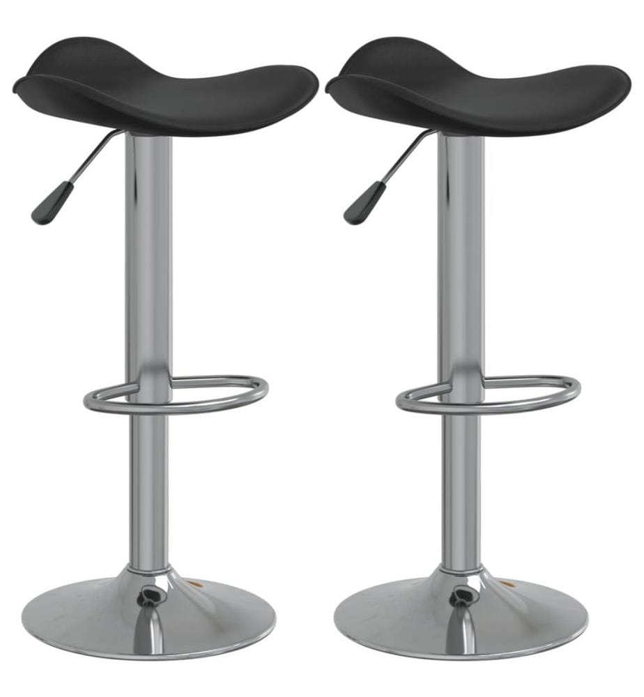Barhocker 2 Stk. Schwarz Verchromter Stahl und Kunstleder