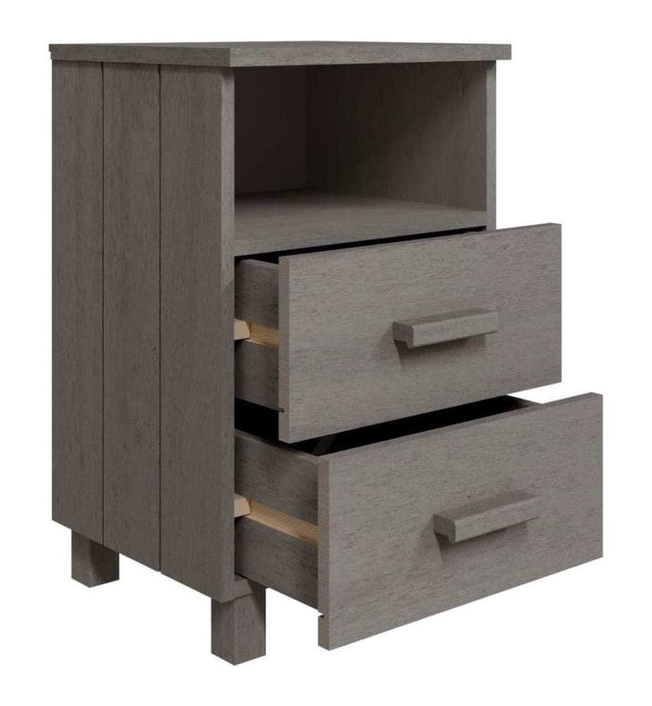 Table de chevet HAMAR Gris clair 40x35x62 cm Bois de pin massif