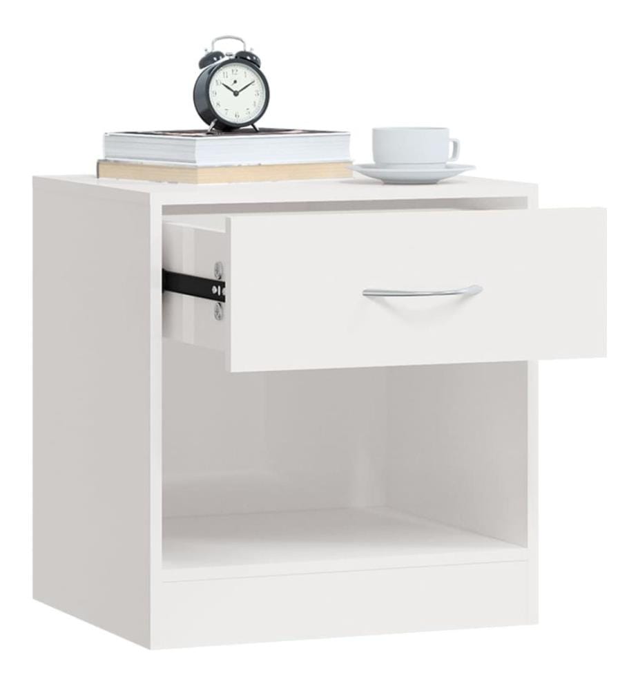 Tables de chevet 2 pcs avec tiroir Blanc brillant