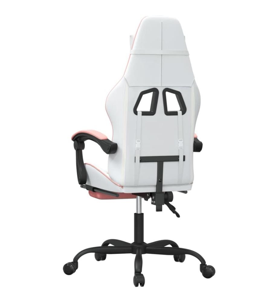 Gaming-Stuhl mit Fussstütze Drehbar Weiss & Rosa Kunstleder