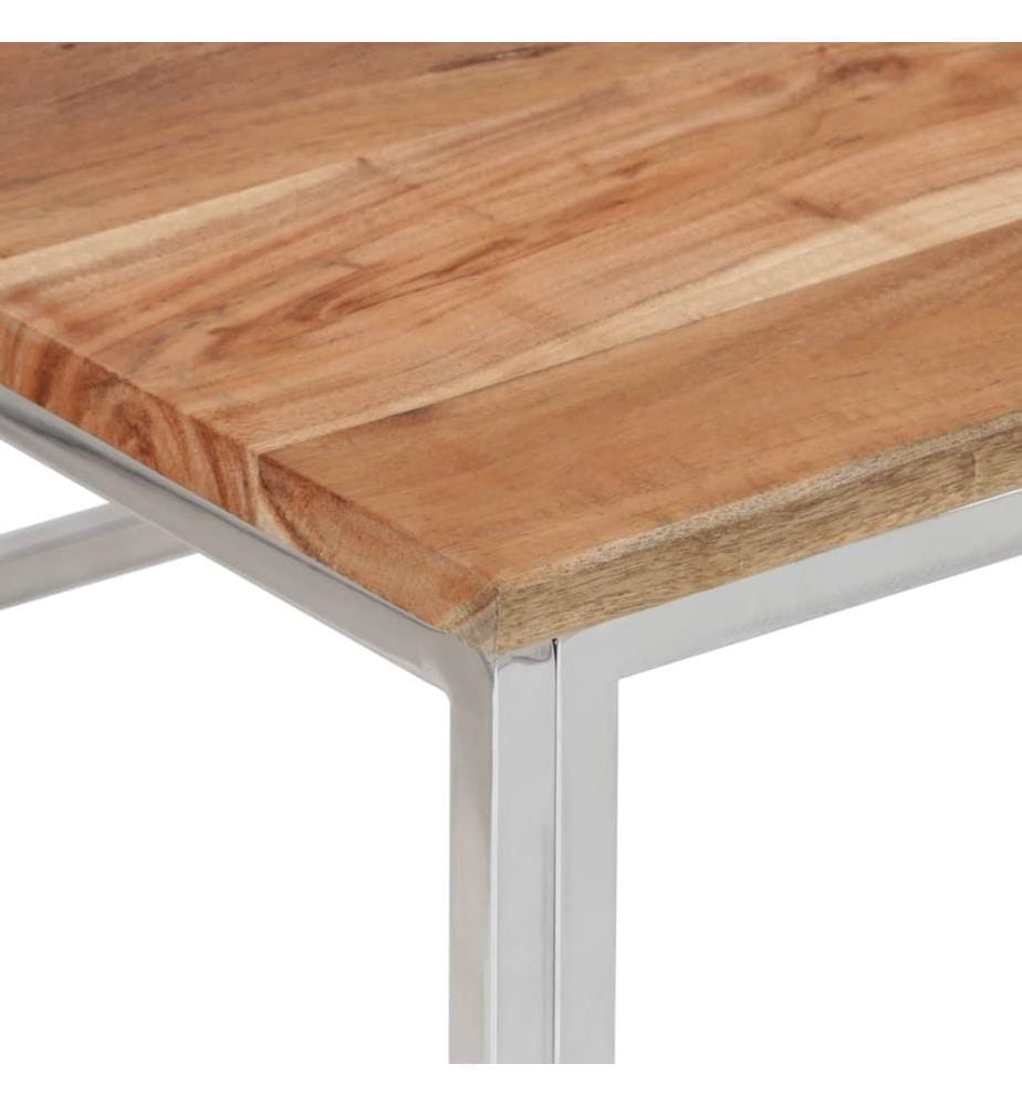 Table basse argenté acier inoxydable et bois massif d'acacia
