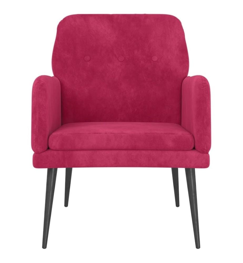 Fauteuil Rouge bordeaux 62x79x79 cm Velours