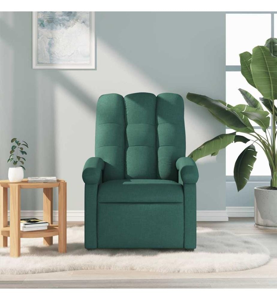 Fauteuil de massage inclinable Vert foncé Tissu