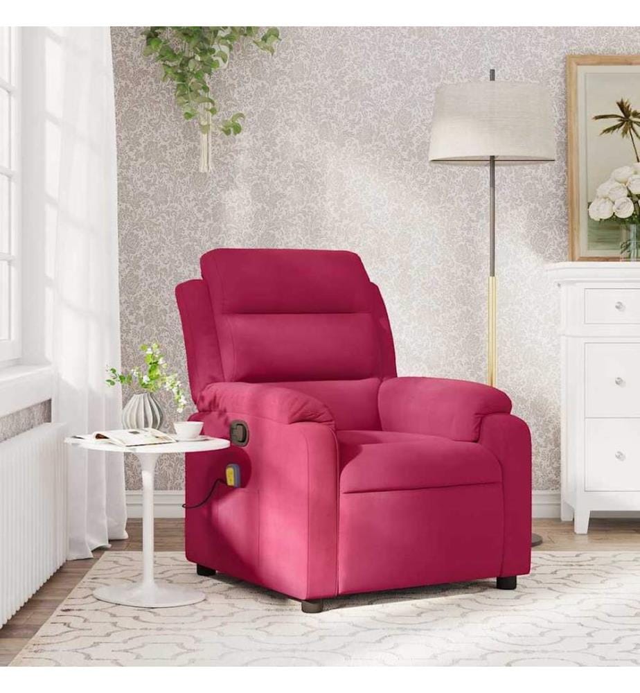 Fauteuil de massage inclinable rouge bordeaux velours