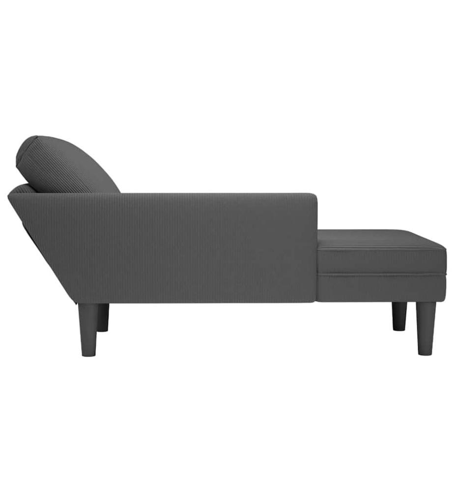 Chaiselongue mit Kissen Dunkelgrau Cordstoff