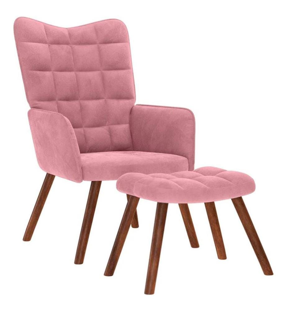 Relaxsessel mit Hocker Rosa Samt