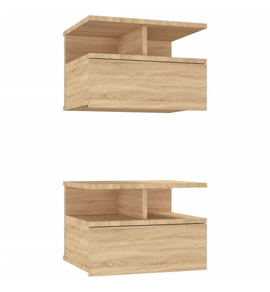 Tables de chevet flottantes 2 pcs Chêne sonoma Bois ingénierie