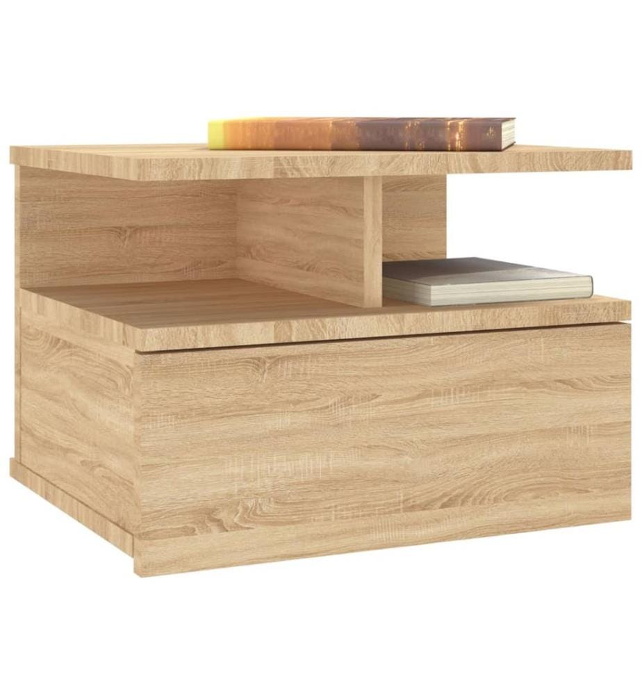 Tables de chevet flottantes 2 pcs Chêne sonoma Bois ingénierie