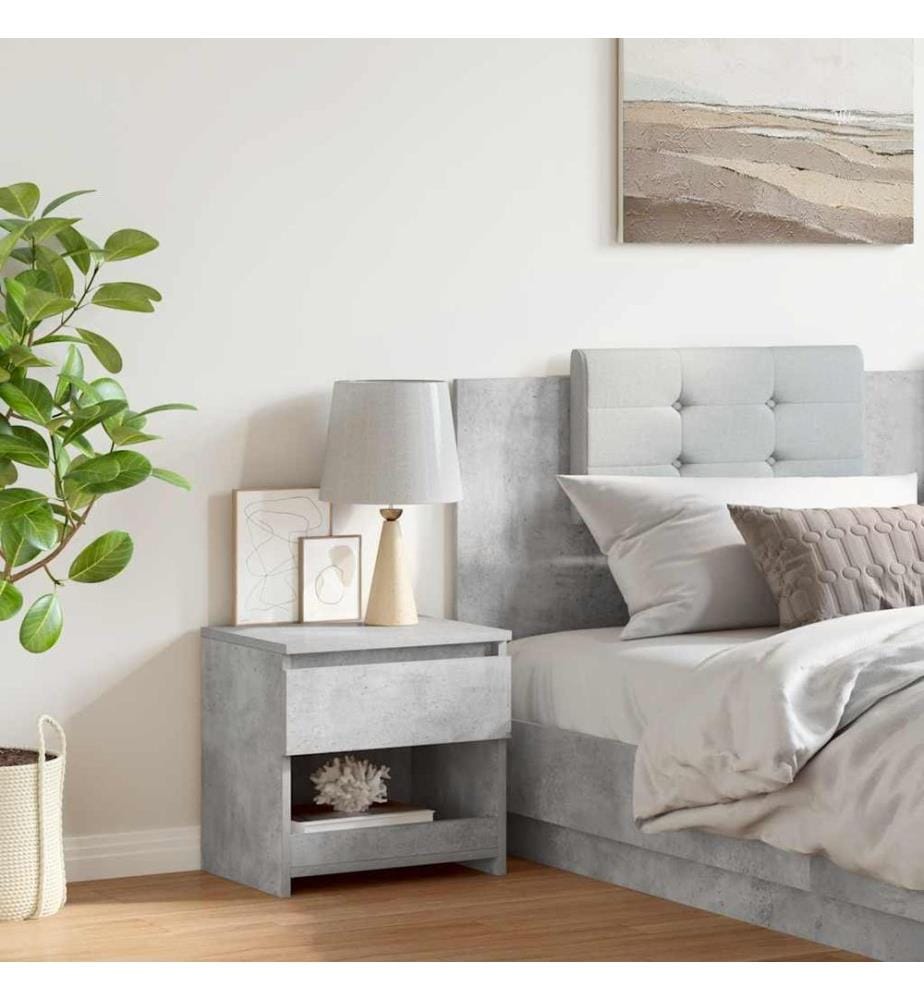 Table de chevet Gris béton 40x30x39 cm Bois d'ingénierie