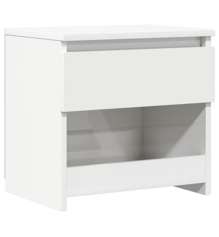 Table de chevet blanc brillant 40x30x39 cm bois d'ingénierie