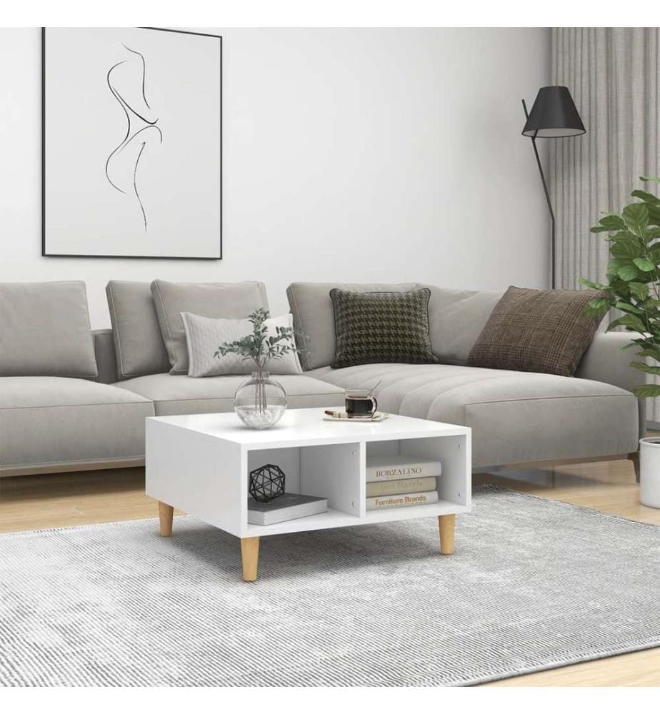 Table basse blanc 60x60x30 cm bois d'ingénierie