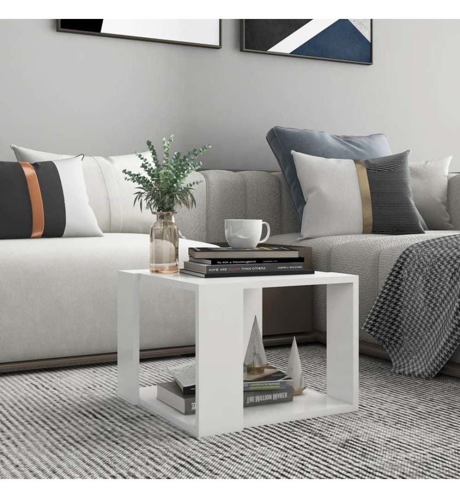 Table basse Blanc 40x40x30 cm Bois d'ingénierie