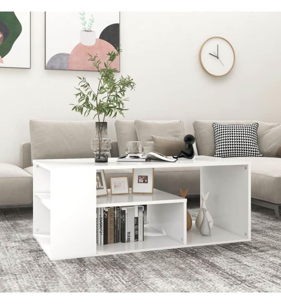 Table basse blanc 100x50x40 cm bois d'ingénierie