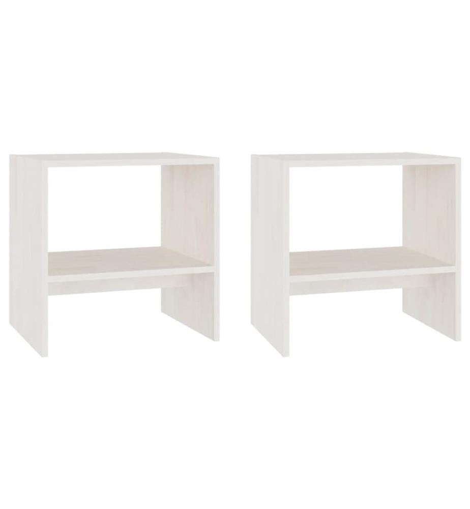 Nachttische 2 Stk. Weiss 40x30,5x40 cm Massivholz Kiefer