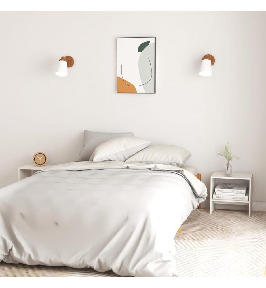 Nachttische 2 Stk. Weiss 40x30,5x40 cm Massivholz Kiefer
