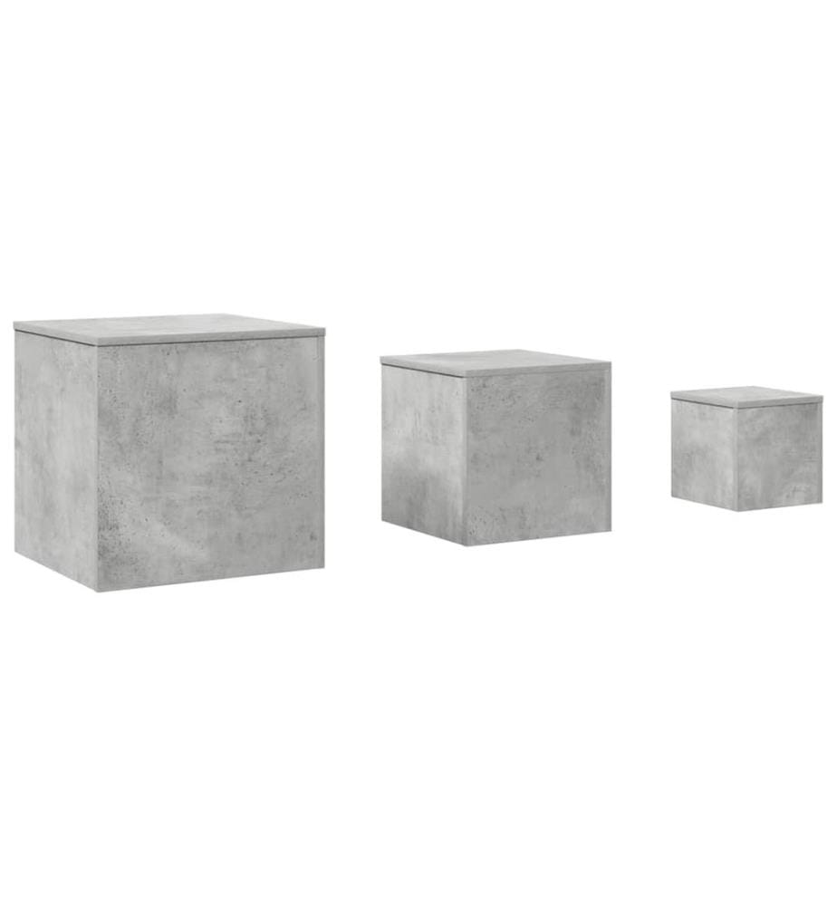 Tables d'appoint 3 pcs Gris béton Bois d'ingénierie