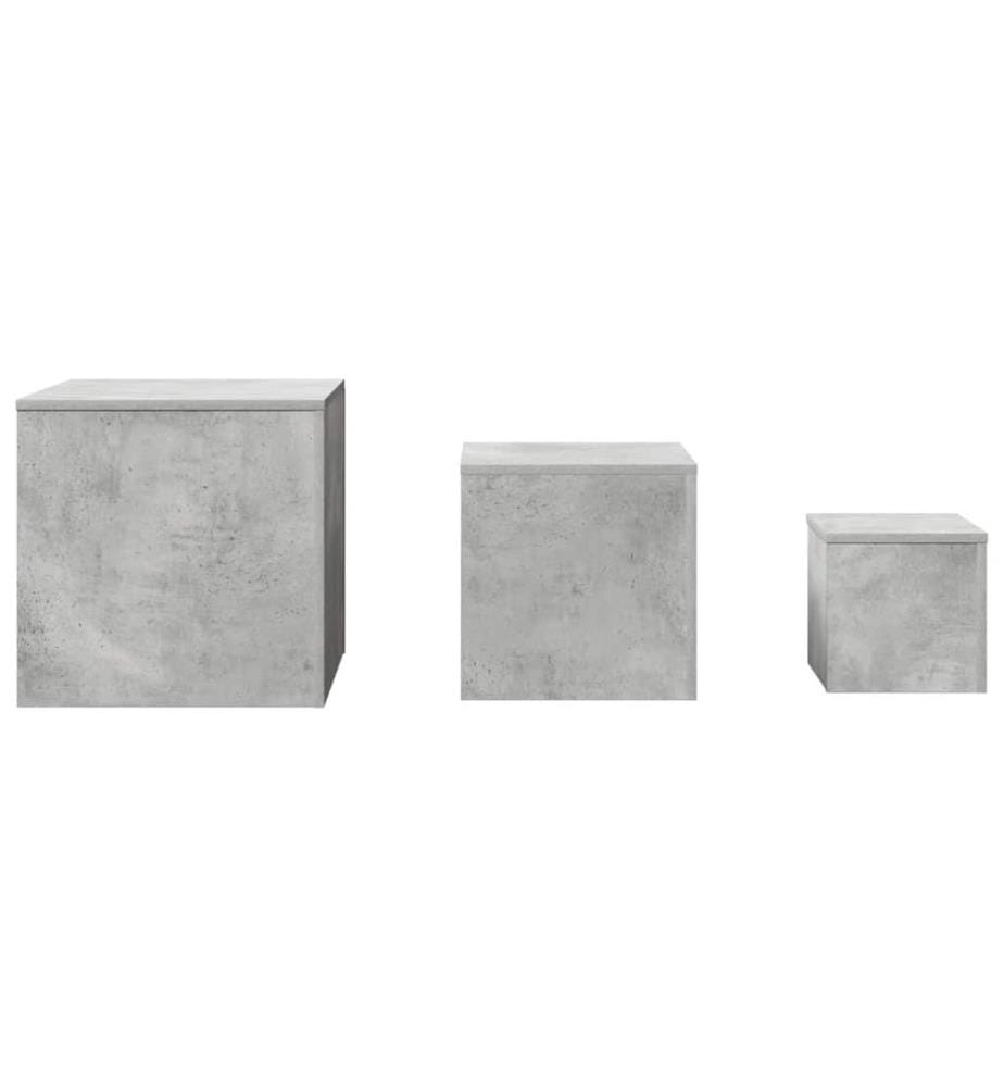 Tables d'appoint 3 pcs Gris béton Bois d'ingénierie