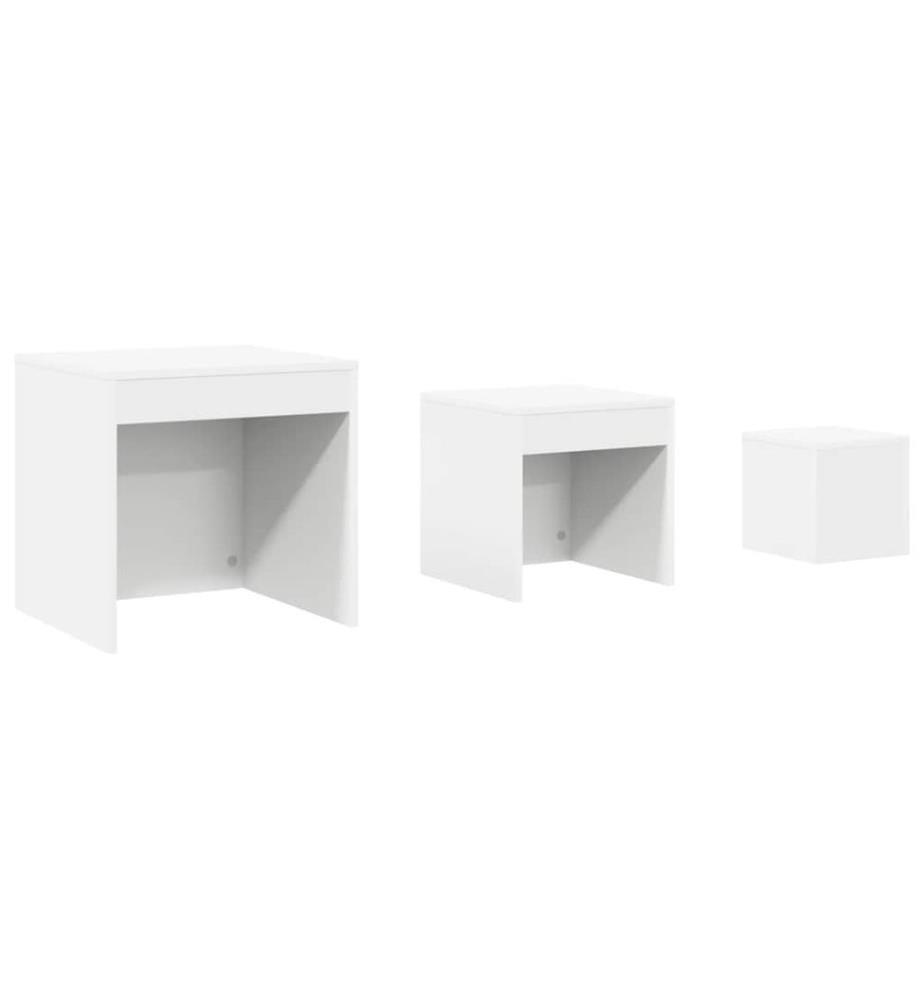Tables gigognes 3 pcs Blanc Aggloméré