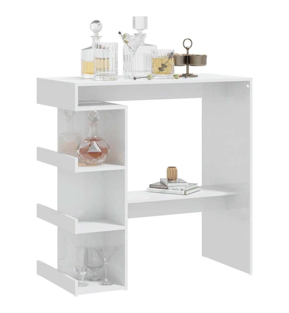 Table de bar étagère de rangement Blanc brillant 100x50x101,5cm