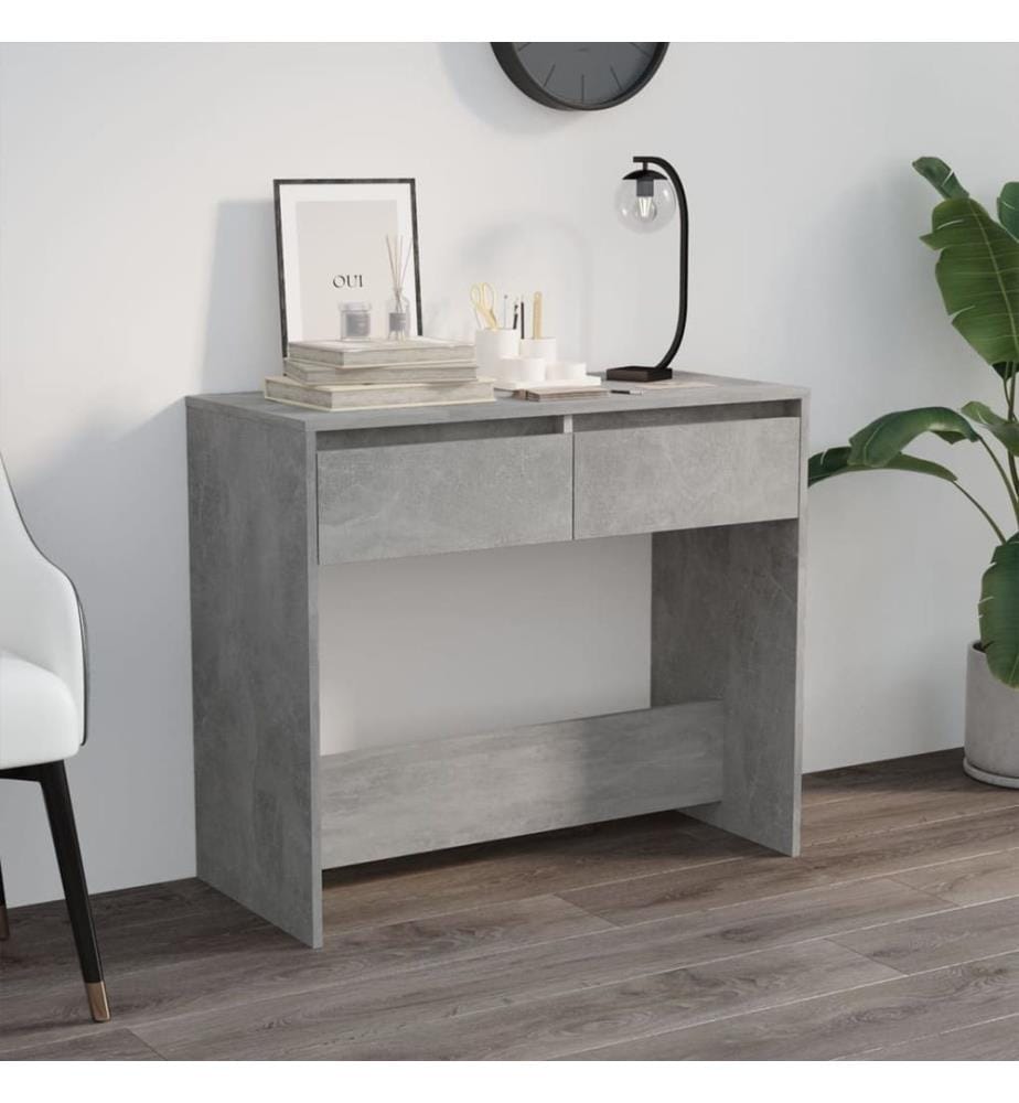 Table console gris béton 89x41x76,5 cm bois d'ingénierie