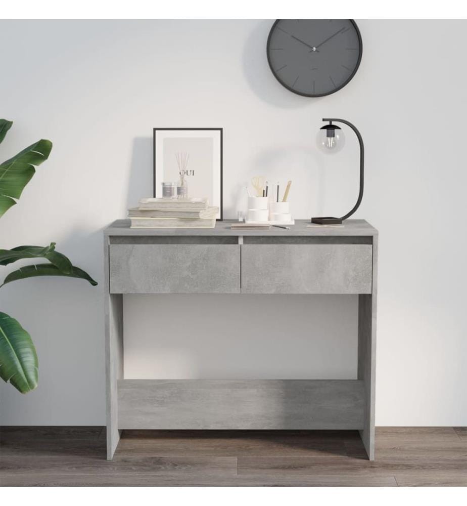 Table console gris béton 89x41x76,5 cm bois d'ingénierie