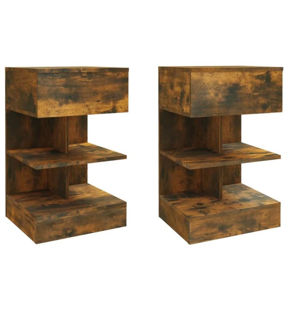 Tables de chevet 2 pcs chêne fumé 40x35x65 cm bois d'ingénierie