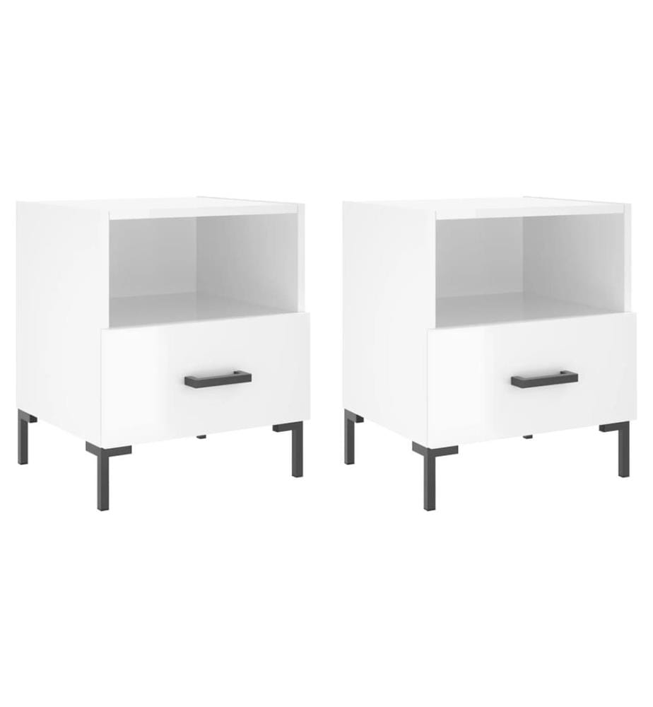 Nachttische 2 Stk. Hochglanz-Weiss 40x35x47,5 cm Holzwerkstoff