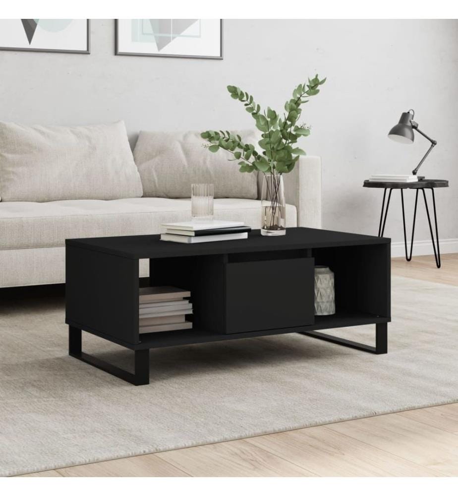 Table basse Noir 90x50x36,5 cm Bois d'ingénierie