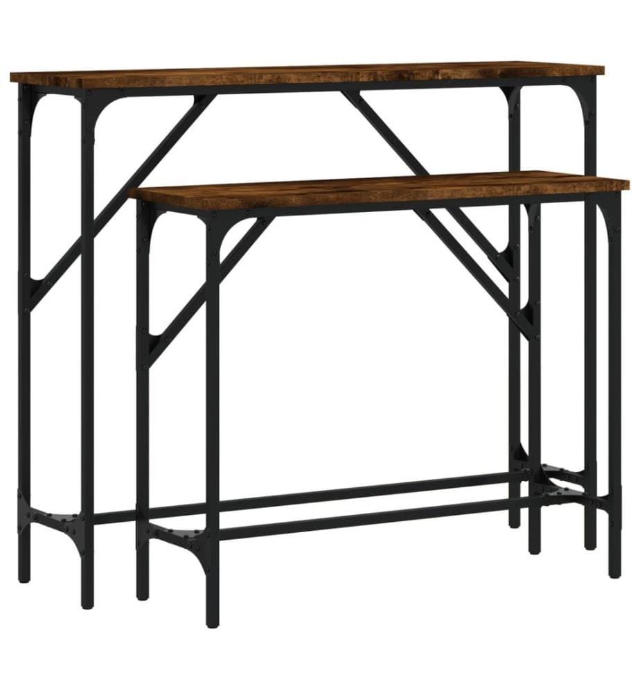 Tables console 2 pcs chêne fumé bois d'ingénierie