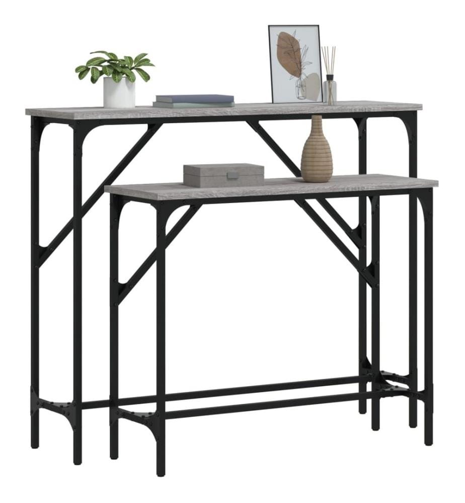 Tables console 2 pcs sonoma gris bois d'ingénierie
