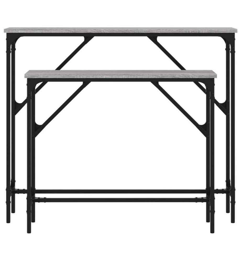 Tables console 2 pcs sonoma gris bois d'ingénierie