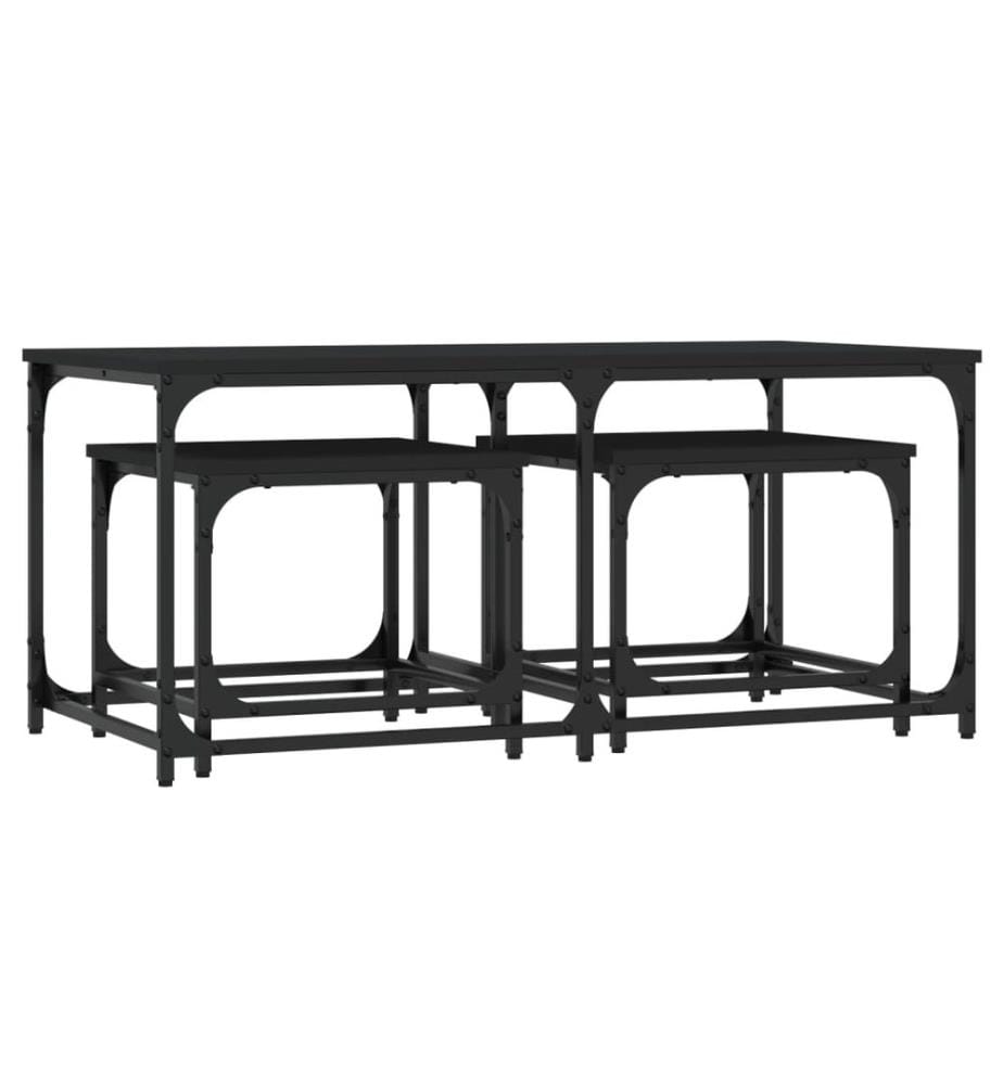 Tables basses gigognes 3 pcs noir bois d'ingénierie