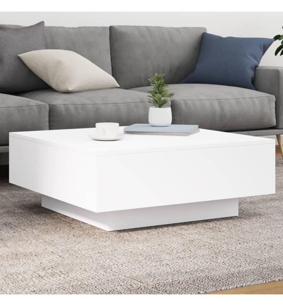 Couchtisch mit LED-Leuchten Weiss 80x80x31 cm